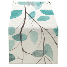 Linen Tablecloth Summer Leaves Print Green