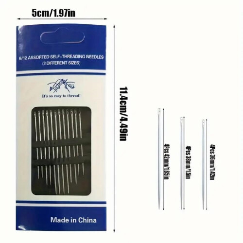 Stainless Steel Self-Threading Sewing Needles Set 12pcs 1