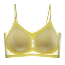 (L, Light yellow) Summer Seamless Ultra Thin Plus Size Ice Silk Comfort Bra Lightweight Sports Bra