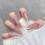 Hekezhi line pattern false nails full cover 48 pcs 2
