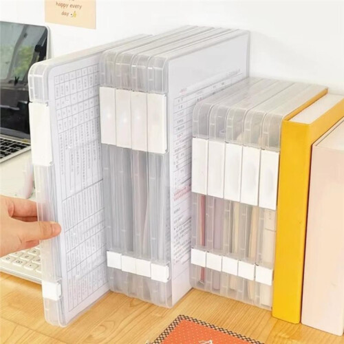5pcs Clear A4 File Storage Box, Vertical Desktop Document Organizer Case for Papers Certificates Exam Storage Small 2