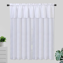 Kitchen curtain and valance set waffle weave blackout white
