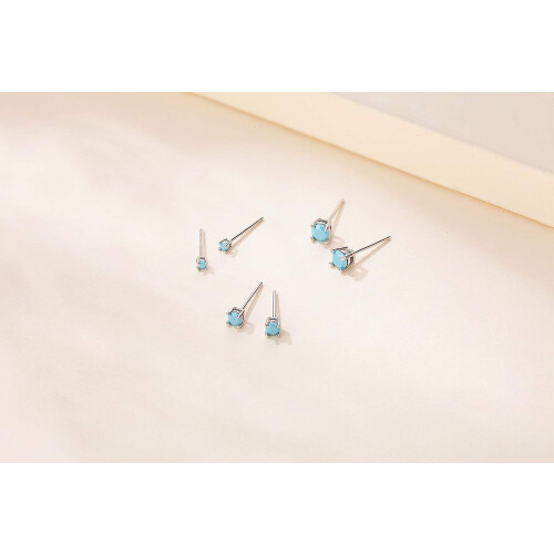 Sterling Silver Turquoise Stud Earrings 1 Pair 2
