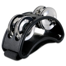8 Stck Foot Tambourine Percussion, Musikinstrument Percussion Pedal mit Stahl Jingle Bells - Schwarz