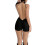 Black plain women's unitard spaghetti strap sleeveless 1