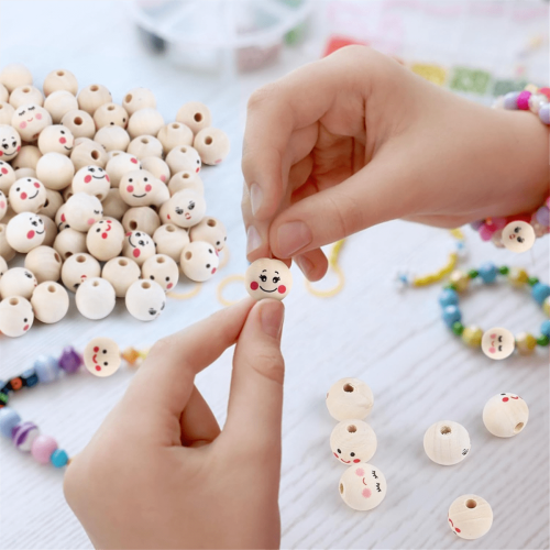 Wooden Beads with Face 20 mm 100 pcs 1