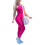Women's hot pink plain halter neck unitard 1