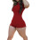 Women's unitard red plain round neck short sleeve 1