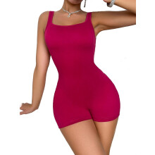 Women's unitard solid pink scoop neck sleeveless