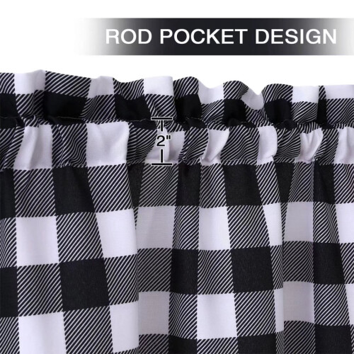Black and White Buffalo Check Kitchen Curtains 28"W x 30"L 2