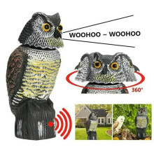 Garden owl sculpture battery powered with motion detection