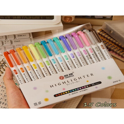 LOVEVER Highlighter Pen Dual Tip Mixed Colors 1 Set