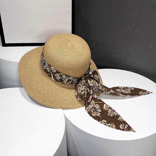 (56-58cm, Khaki) Adjustable Womens Sun Hat Outdoors Selected Materials Leisure Sunscreen Cap