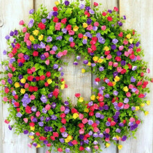 Autumn Teardrop Wreath with Pumpkins, Berries and Maple