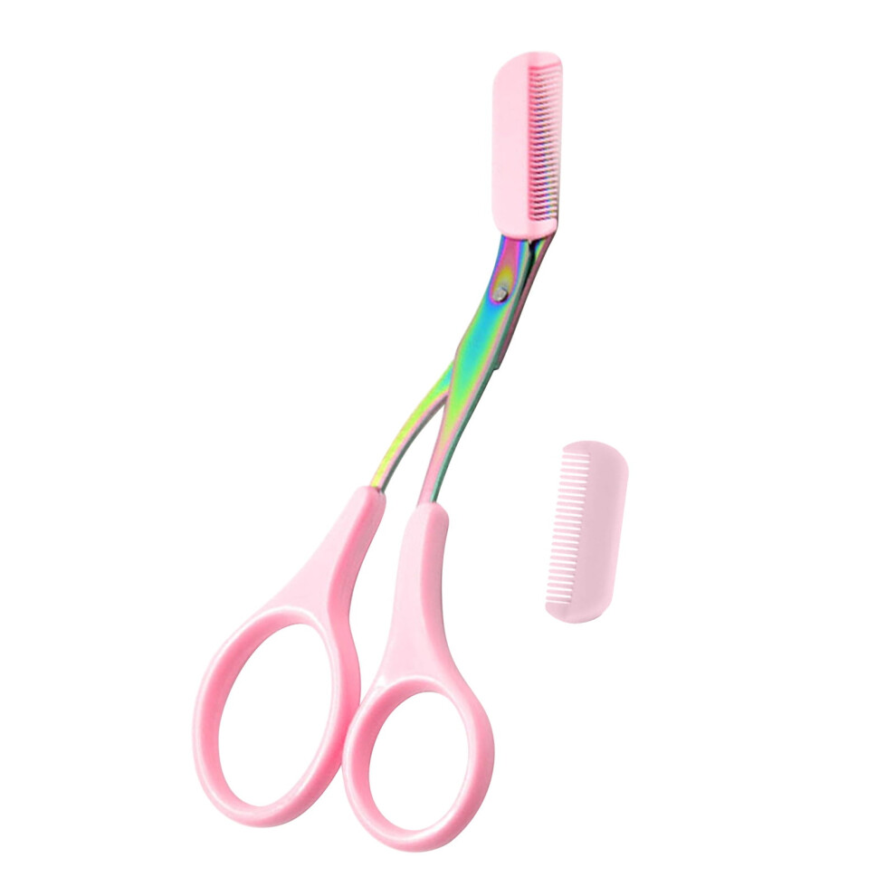 Eyebrow Trimmer Scissors Stainless Steel with Comb 1pc