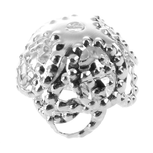 Silver 4-Leaf Filigree Bead Caps 200 pcs 8mm 2