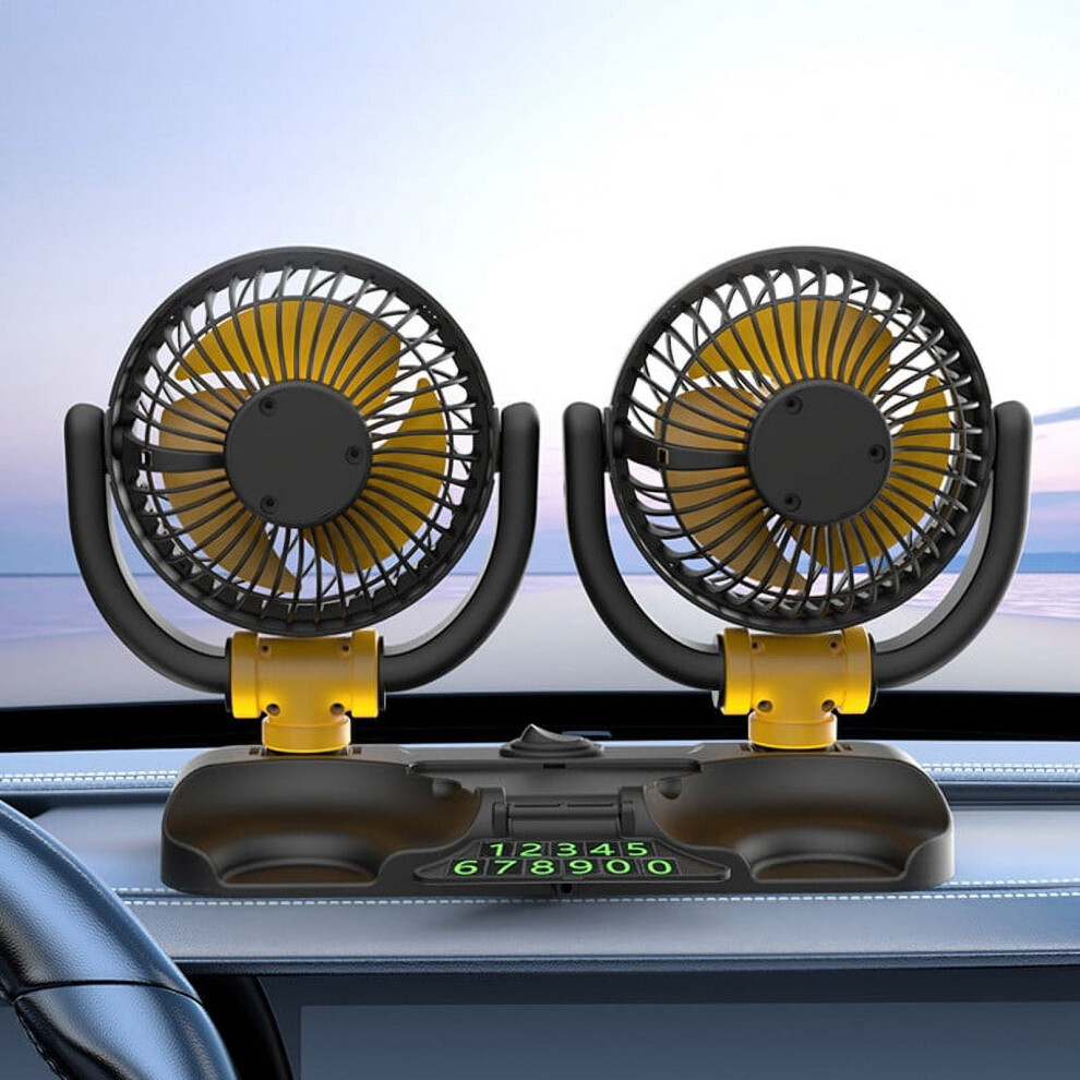 12V Car Dashboard Cooling Fan With Dual Rotatable Heads And 9370362093431