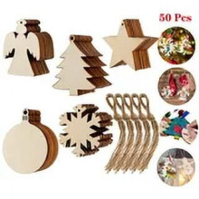 LNKOO Wooden Christmas Ornaments Kit Unfinished 50 pcs