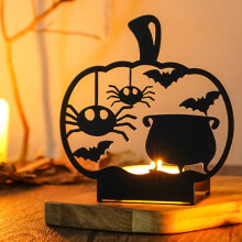 Halloween Pumpkin Candle Holder Metal Tea Light Stand