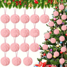 Christmas furry ball ornaments pink 16 pcs