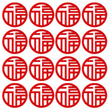 Chinese New Year red window decals circular blessing 90 pcs