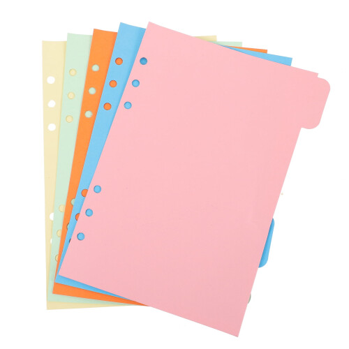 A5 Tab Dividers Set 5 Colors 6-Hole Ring Binder