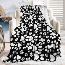 Dog Paw Print Flannel Throw Blanket 50x60 inches