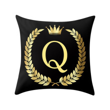 Pillow Cases Set of 2 Black and Gold Letter Design