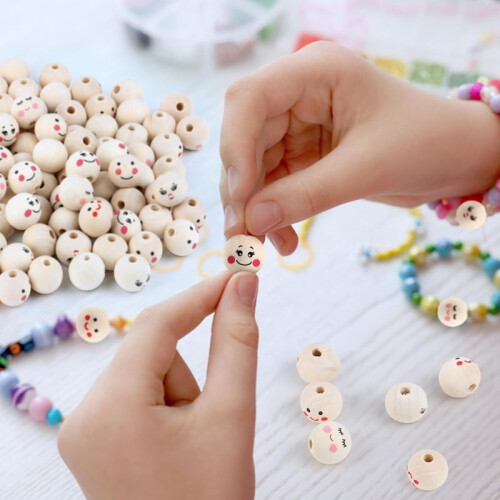 Wooden Beads with Face 20 mm 100 pcs 1