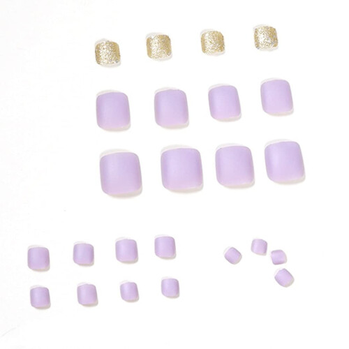 Light Purple Matte Square False Toenails Set 1