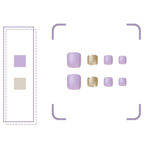 Light Purple Matte Square False Toenails Set 2