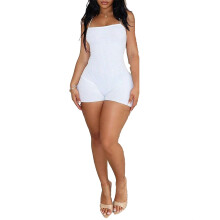 Women's unitard plain white spaghetti strap sleeveless