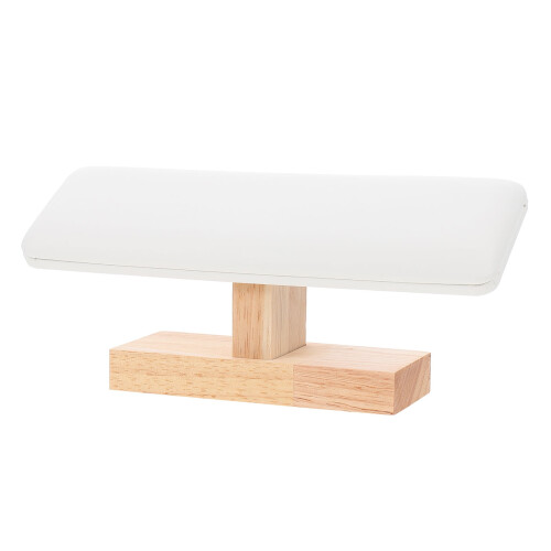 Wooden bracelet display stand with leather padding 1