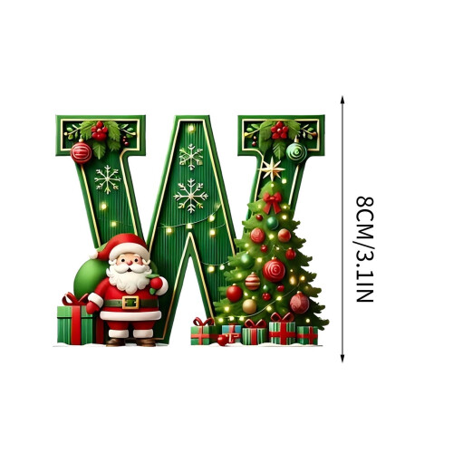 JeashCHAT Green Acrylic Christmas Ornament with Initial, 2