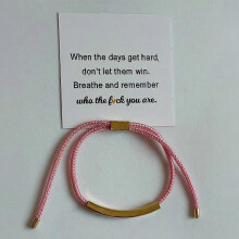 (Gold with pink cord) Remember Who The Fuc* You Are Motivational Tube Bracelets Funny 6* 6 UK1