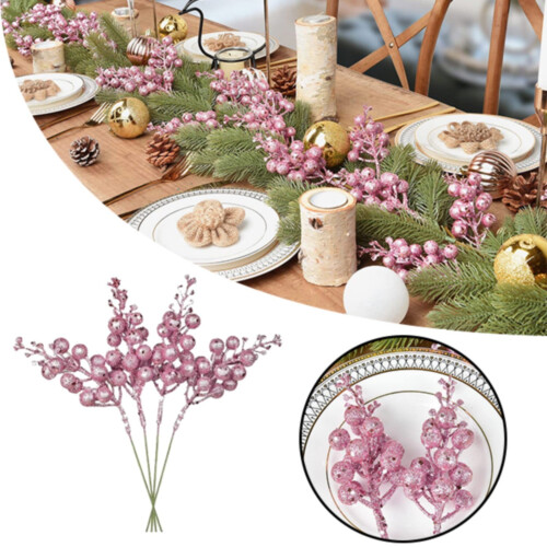 Christmas Glitter Berries Stems 7.8 inches 1