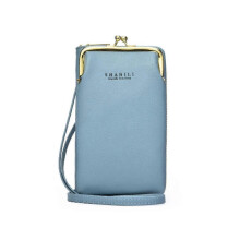 (Light blue) Women Mobile Phone Bag PU Leather Purse Wallet Shoulder Pouch Small Crossbody AU