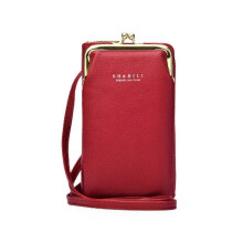 (Red) Women Mobile Phone Bag PU Leather Purse Wallet Shoulder Pouch Small Crossbody AU