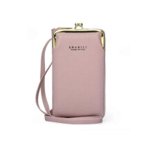 (Light pink) Women Mobile Phone Bag PU Leather Purse Wallet Shoulder Pouch Small Crossbody AU
