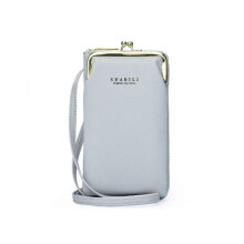 (Grey) Women Mobile Phone Bag PU Leather Purse Wallet Shoulder Pouch Small Crossbody AU