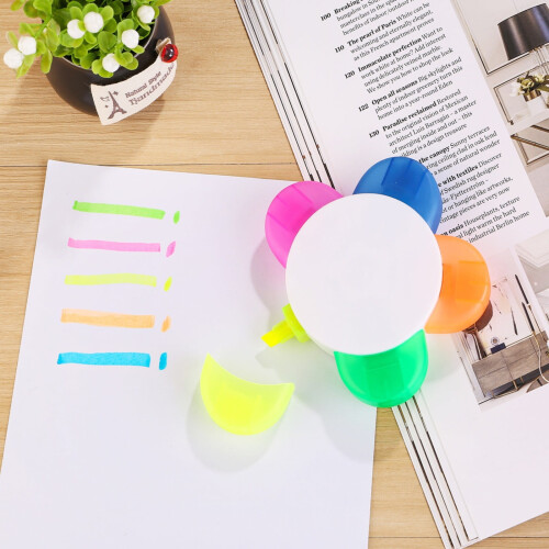 Five-Color Flower Highlighter Set – Thick and Thin Lines,