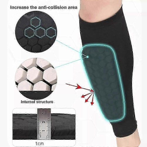 (S, Black 1piece) Shin Defender KidsShindefender Compression Sleeve with Honeycomb Pads 1