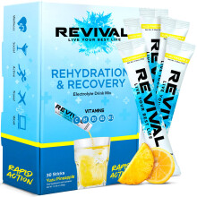 Revival Rapid Rehydration Electrolytes Powder - High Strength Vitamin C, B1, B3,