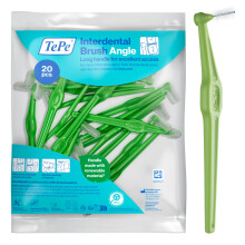 TePe Interdental Brush Angle, Green, 0.8mm/ISO 5, 20pcs, Plaque Remover, Easy an