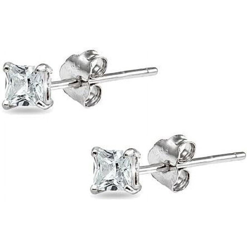 Sterling Silver Princess-Cut CZ Stud Earrings 2mm 3 Pairs 1