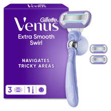 Gillette Venus Extra Smooth Swirl Women’s Razor, 3 Refill Razor Cartridges, Pivo