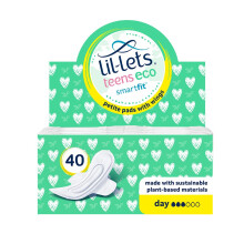 Lil-Lets Teens Eco Day Pads X 40,Petite Towels For Girls & Teenagers,With Wings,