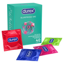Durex Surprise Me Variety Pack, 40 Condoms, Thin feel, Extra Safe, Pleasure Me,