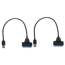 2X Cábla Oiriúntóra Tiomántán Crua SATA USB3.0 go 2.5 Orlach Tiontaire SATA go USB3.0-Dubh