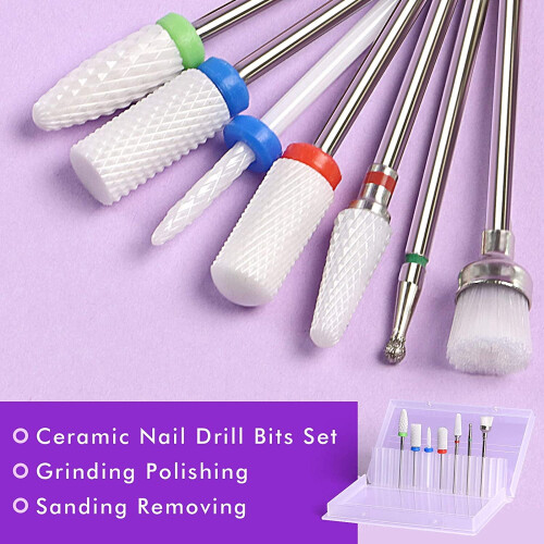 Ceramic Nail Drill Bits Set Diamond Carbide 7pcs 1